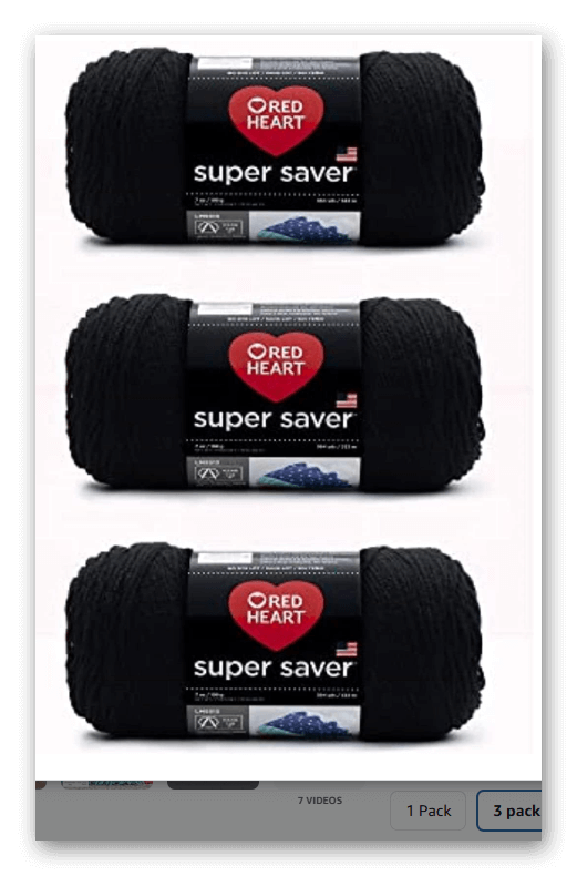 Red Heart Super Saver Black Yarn   3 Pack Of 198g/7oz   Acrylic   4 Medium (Worsted)   364 Yards   Knitting/Crochet